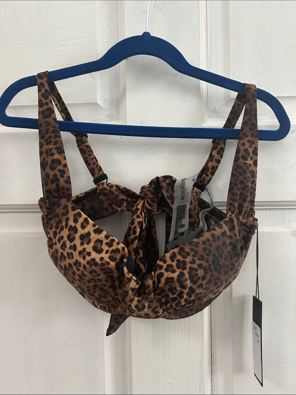 NWT TA3 Leopard Print Tie-Front Bikini Top - Brown size XS